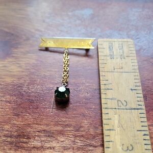 Bond Boyd~ Gold Filled~ Vintage~ Green Dangling Stone Pin